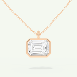 0.5-2 CT Emerald Lab-Grown Diamond Solitaire & Bezel Necklace
