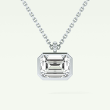 Elegant 2 CT Emerald Lab-Grown Diamond Solitaire & Bezel Necklace 13