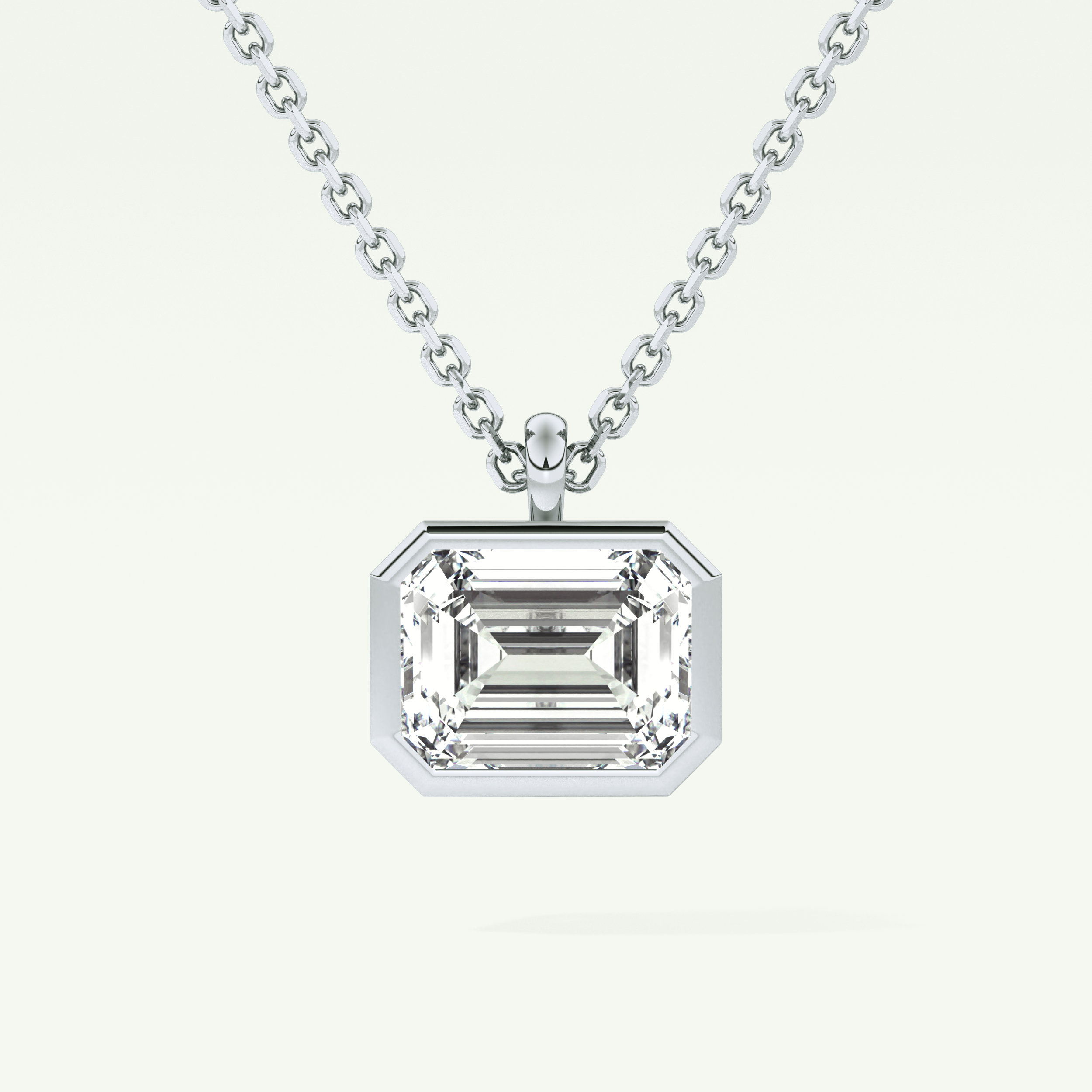 Elegant 2 CT Emerald Lab-Grown Diamond Solitaire & Bezel Necklace 13