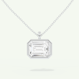 0.5-2 CT Emerald Lab-Grown Diamond Solitaire & Bezel Necklace