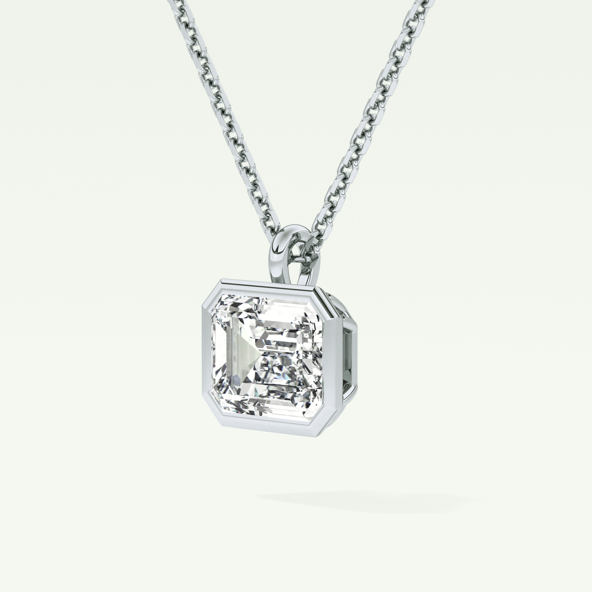 Elegant 2 CT Emerald Lab-Grown Diamond Solitaire & Bezel Necklace 15