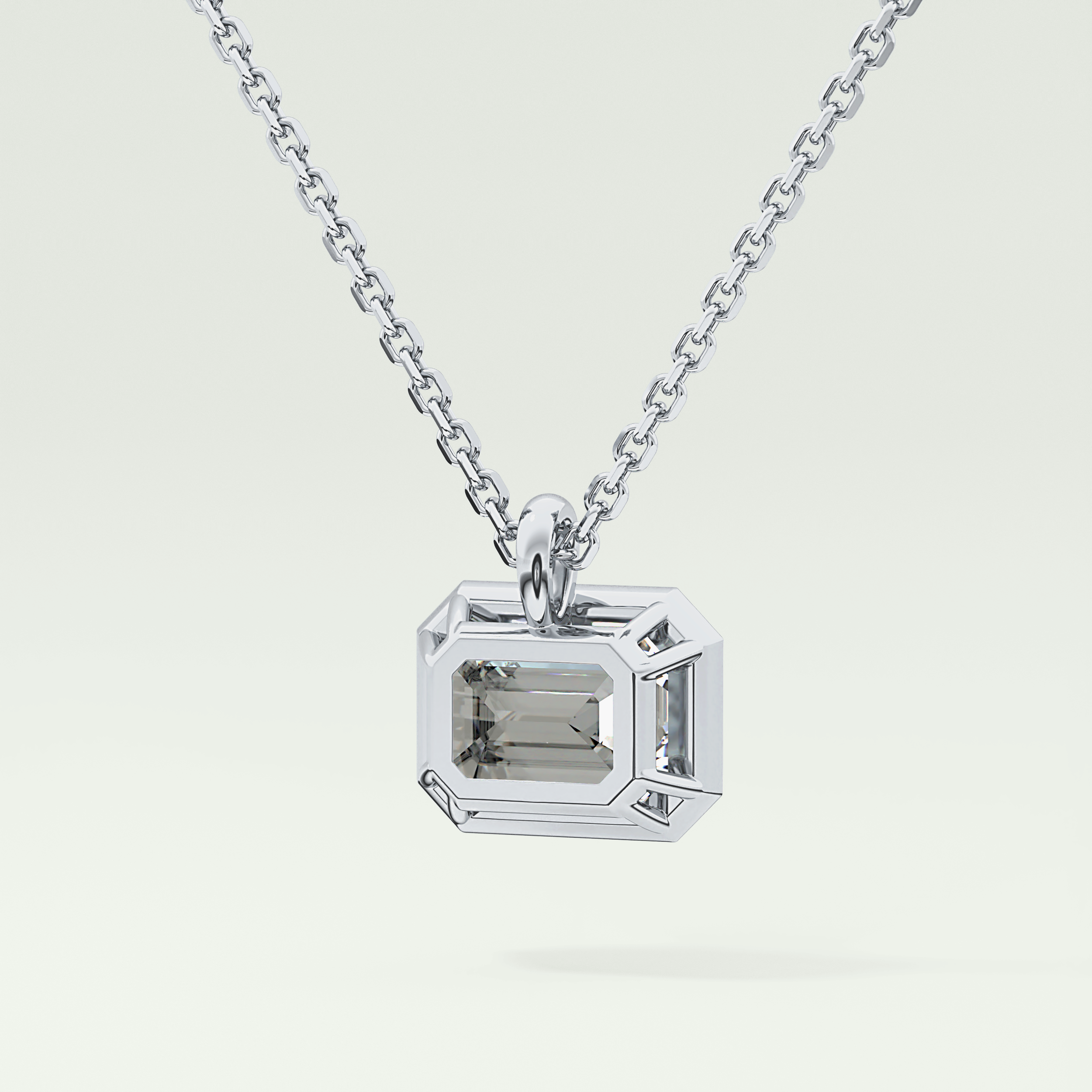 Elegant 2 CT Emerald Lab-Grown Diamond Solitaire & Bezel Necklace 16
