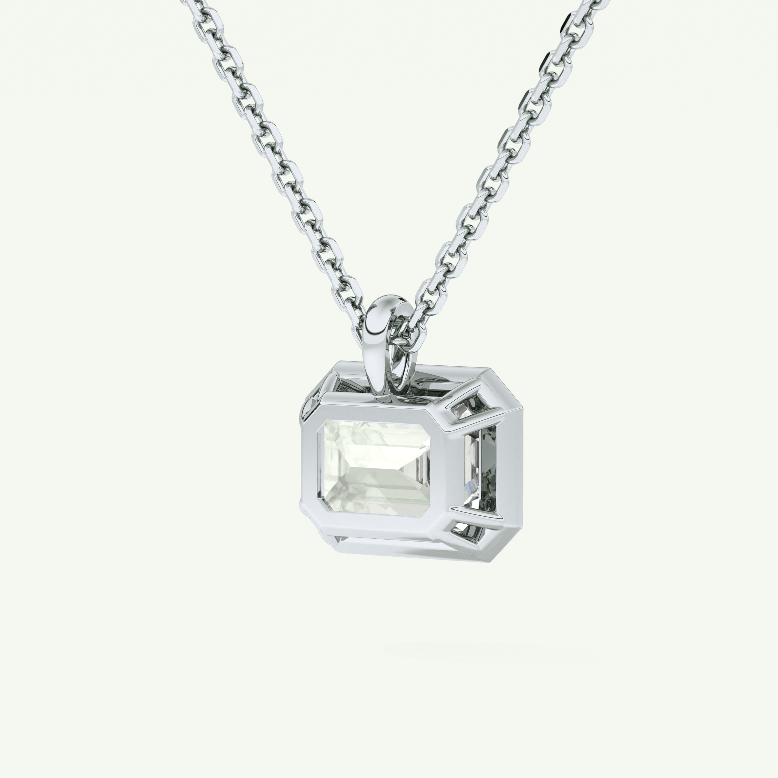 Elegant 2 CT Emerald Lab-Grown Diamond Solitaire & Bezel Necklace 18