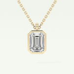 Elegant 2 TCW Emerald Lab-Grown Diamond Solitaire & Bezel Necklace