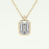 Elegant 2 TCW Emerald Lab-Grown Diamond Solitaire & Bezel Necklace