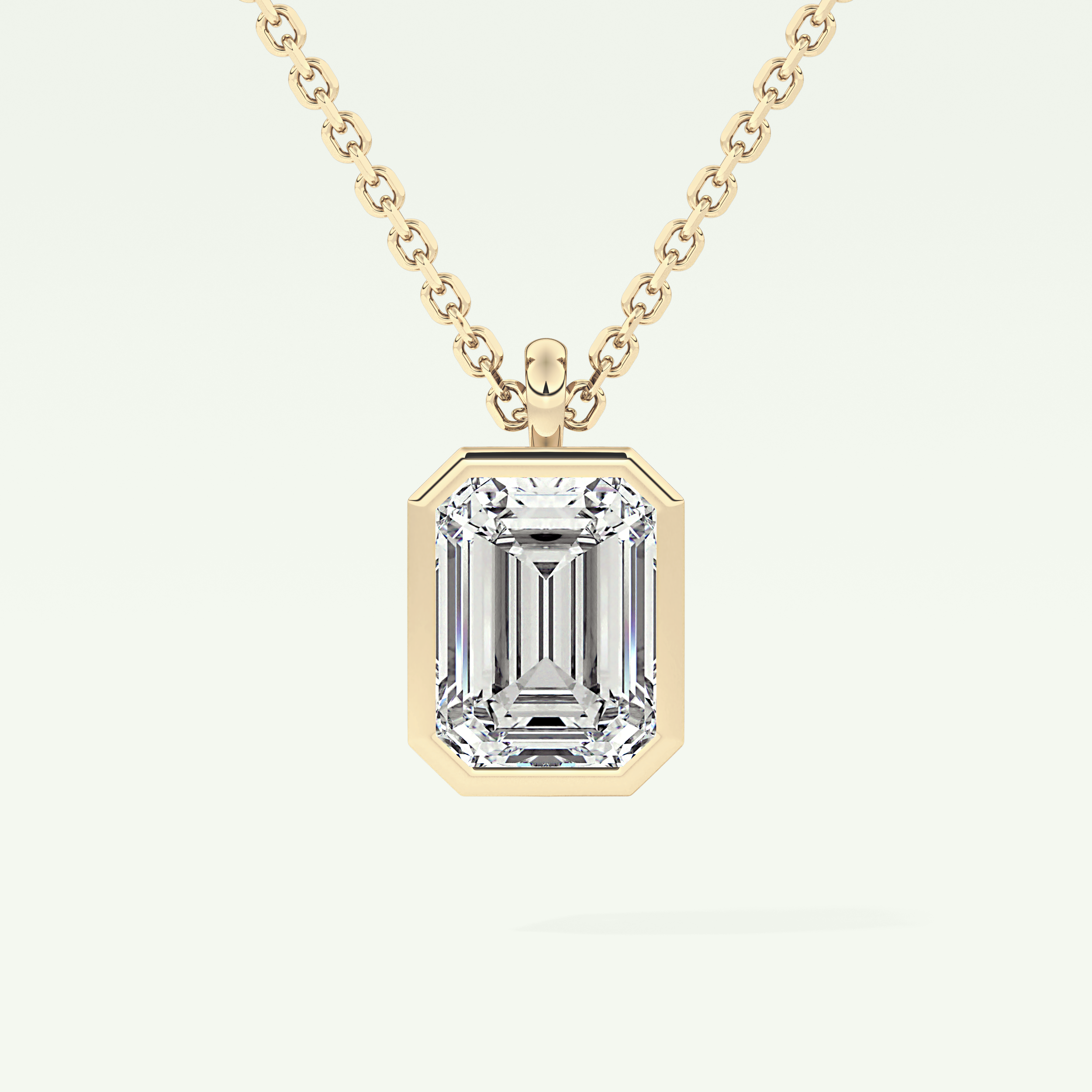 Elegant 2 TCW Emerald Lab-Grown Diamond Solitaire & Bezel Necklace