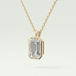 Elegant 2 TCW Emerald Lab-Grown Diamond Solitaire & Bezel Necklace