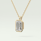 Elegant 2 TCW Emerald Lab-Grown Diamond Solitaire & Bezel Necklace