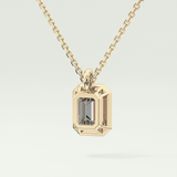 Elegant 2 TCW Emerald Lab-Grown Diamond Solitaire & Bezel Necklace