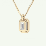 Elegant 2 TCW Emerald Lab-Grown Diamond Solitaire & Bezel Necklace