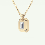 Elegant 2 TCW Emerald Lab-Grown Diamond Solitaire & Bezel Necklace