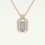 Elegant 2 TCW Emerald Lab-Grown Diamond Solitaire & Bezel Necklace
