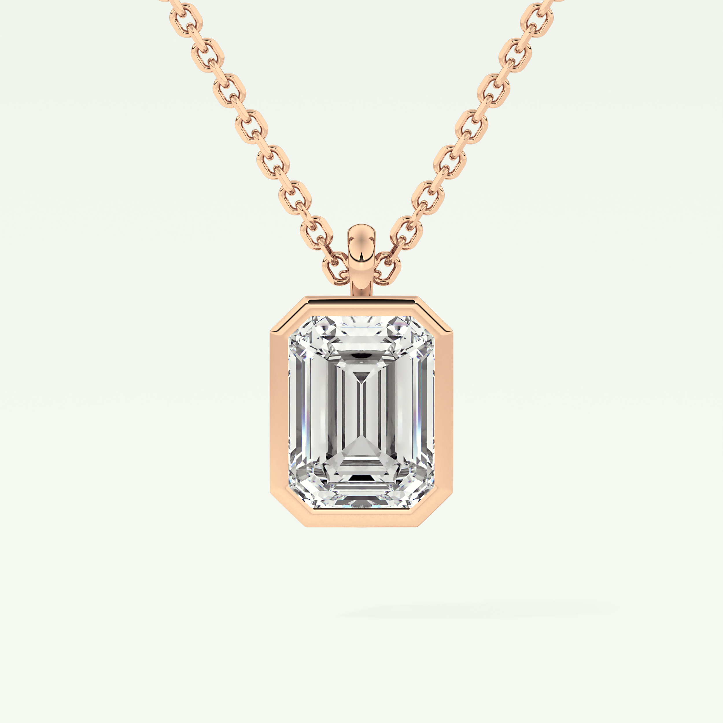 Elegant 2 TCW Emerald Lab-Grown Diamond Solitaire & Bezel Necklace