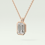Elegant 2 TCW Emerald Lab-Grown Diamond Solitaire & Bezel Necklace