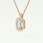 Elegant 2 TCW Emerald Lab-Grown Diamond Solitaire & Bezel Necklace
