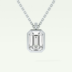 Elegant 2 TCW Emerald Lab-Grown Diamond Solitaire & Bezel Necklace