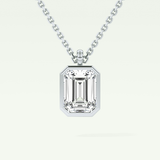 Elegant 2 TCW Emerald Lab-Grown Diamond Solitaire & Bezel Necklace