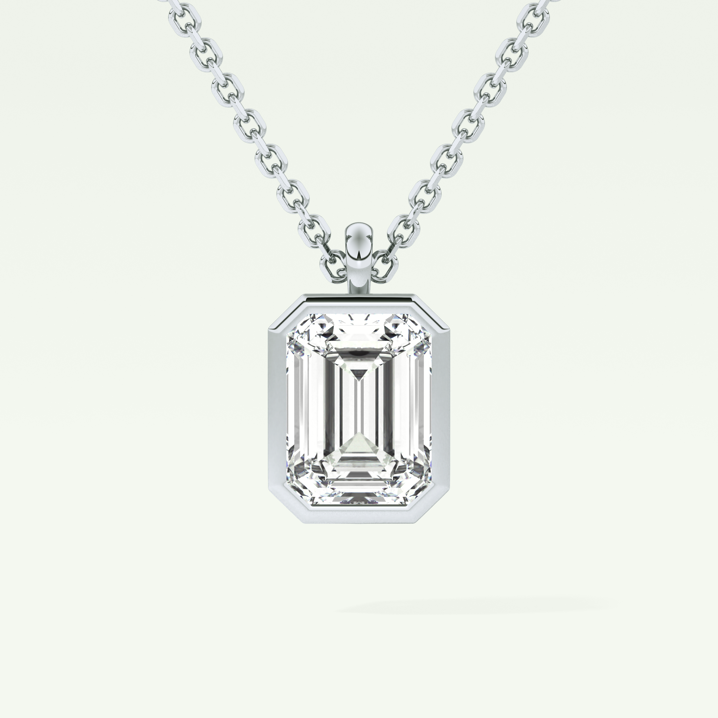 Elegant 2 TCW Emerald Lab-Grown Diamond Solitaire & Bezel Necklace