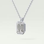 Elegant 2 TCW Emerald Lab-Grown Diamond Solitaire & Bezel Necklace