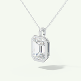 0.5-2 CT Emerald Lab-Grown Diamond Solitaire & Bezel Necklace