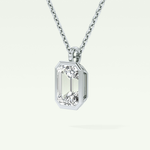 Elegant 2 TCW Emerald Lab-Grown Diamond Solitaire & Bezel Necklace