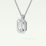 Elegant 2 TCW Emerald Lab-Grown Diamond Solitaire & Bezel Necklace