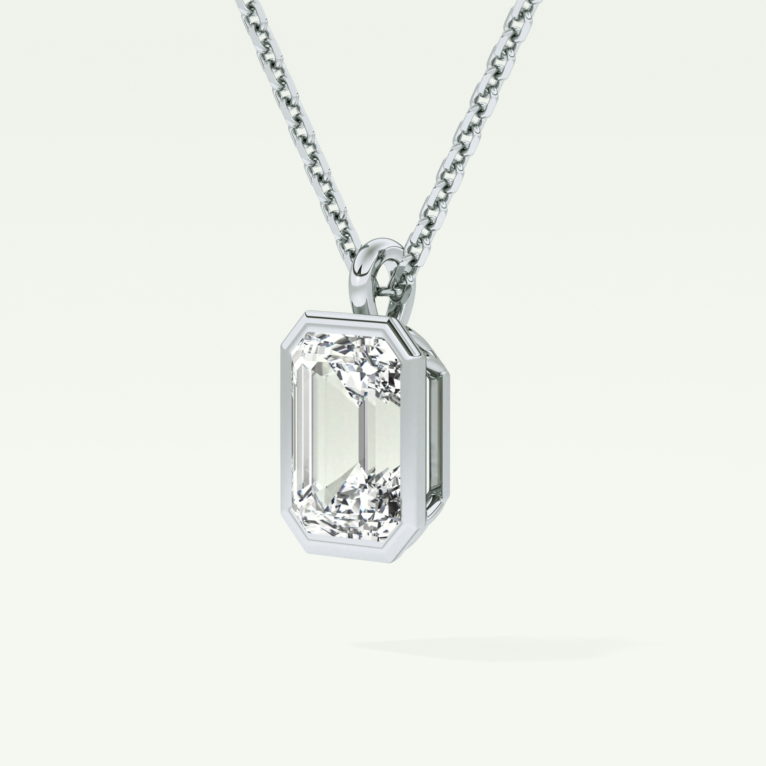 Elegant 2 TCW Emerald Lab-Grown Diamond Solitaire & Bezel Necklace
