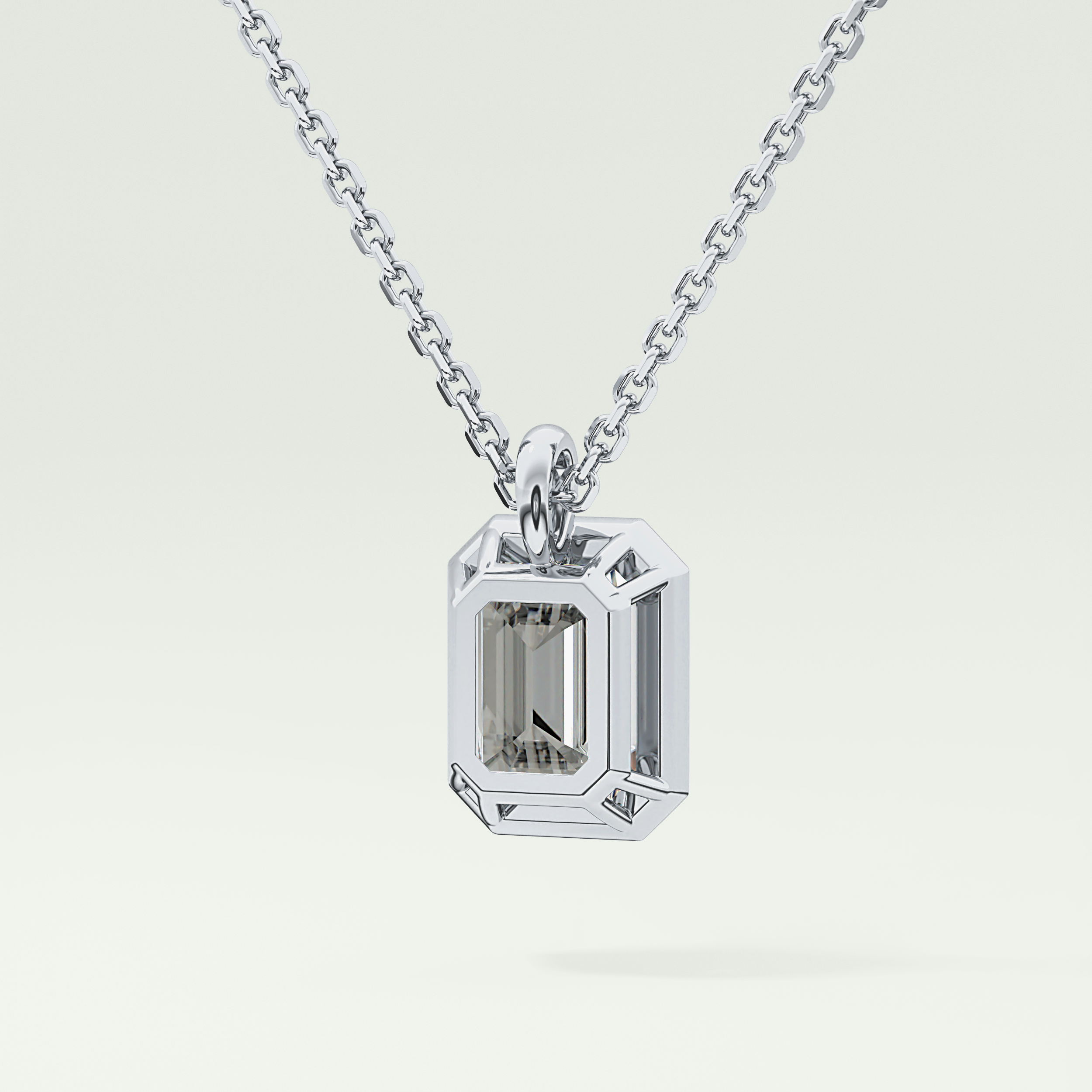 Elegant 2 TCW Emerald Lab-Grown Diamond Solitaire & Bezel Necklace