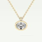 Elegant 1 TCW Oval Lab-Grown Diamond Solitaire & Bezel Necklace