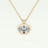 Elegant 1 TCW Oval Lab-Grown Diamond Solitaire & Bezel Necklace