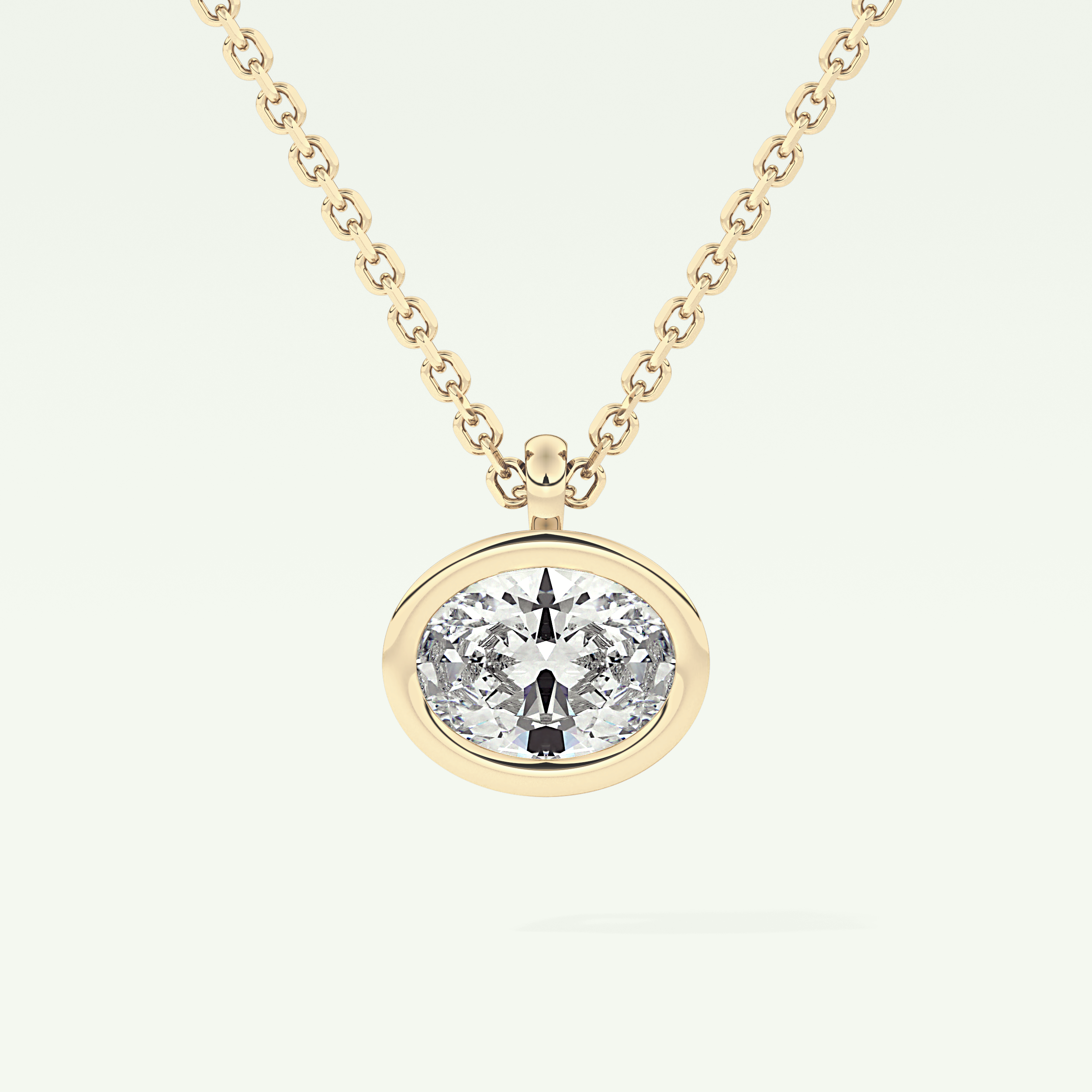 Elegant 1 TCW Oval Lab-Grown Diamond Solitaire & Bezel Necklace