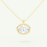 0.5-2 CT Oval Lab-Grown Diamond Solitaire & Bezel Necklace