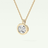 Elegant 1 TCW Oval Lab-Grown Diamond Solitaire & Bezel Necklace