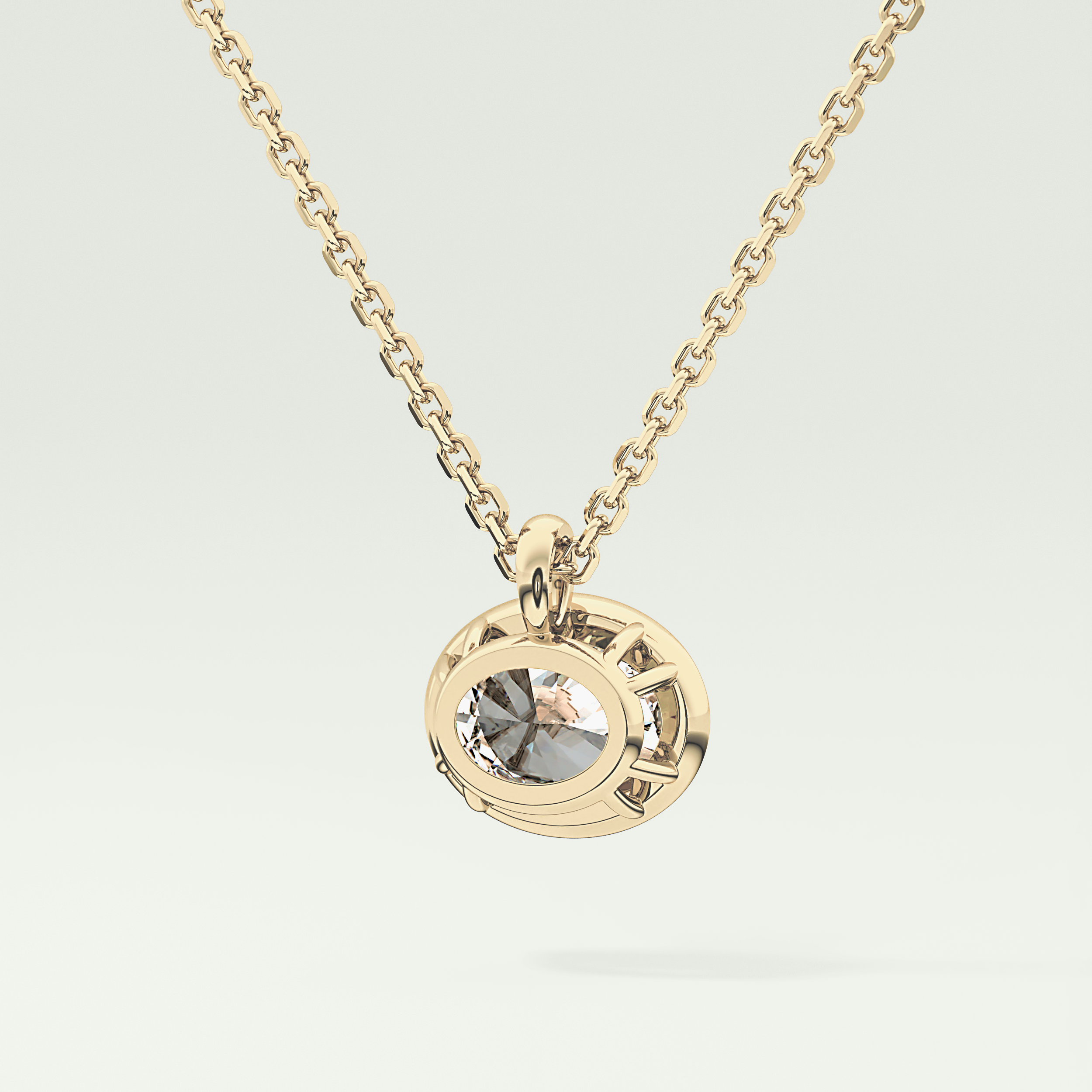 Elegant 1 TCW Oval Lab-Grown Diamond Solitaire & Bezel Necklace