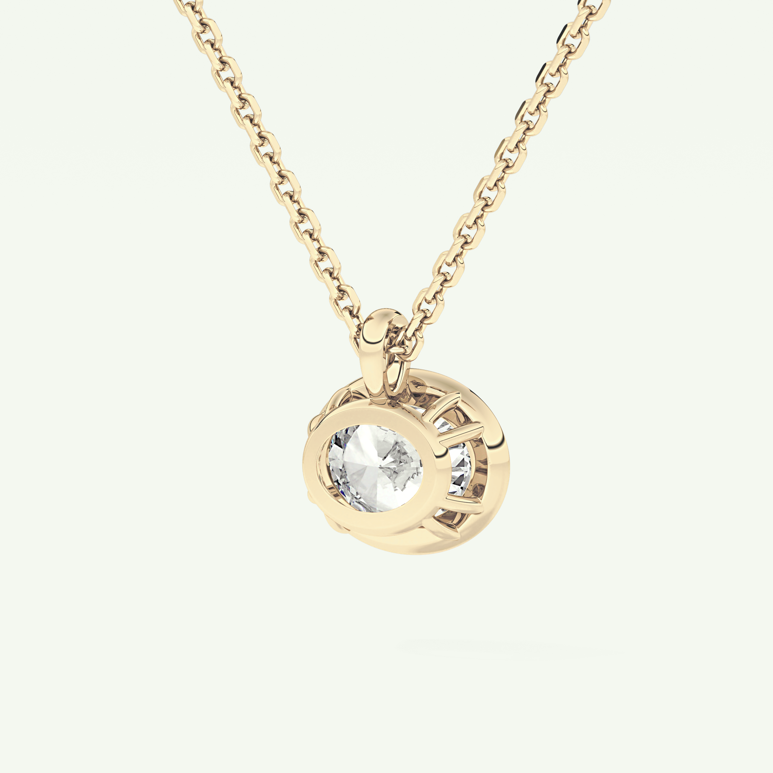 Elegant 1 TCW Oval Lab-Grown Diamond Solitaire & Bezel Necklace
