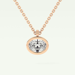 Elegant 1 TCW Oval Lab-Grown Diamond Solitaire & Bezel Necklace