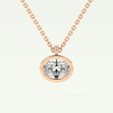 Elegant 1 TCW Oval Lab-Grown Diamond Solitaire & Bezel Necklace