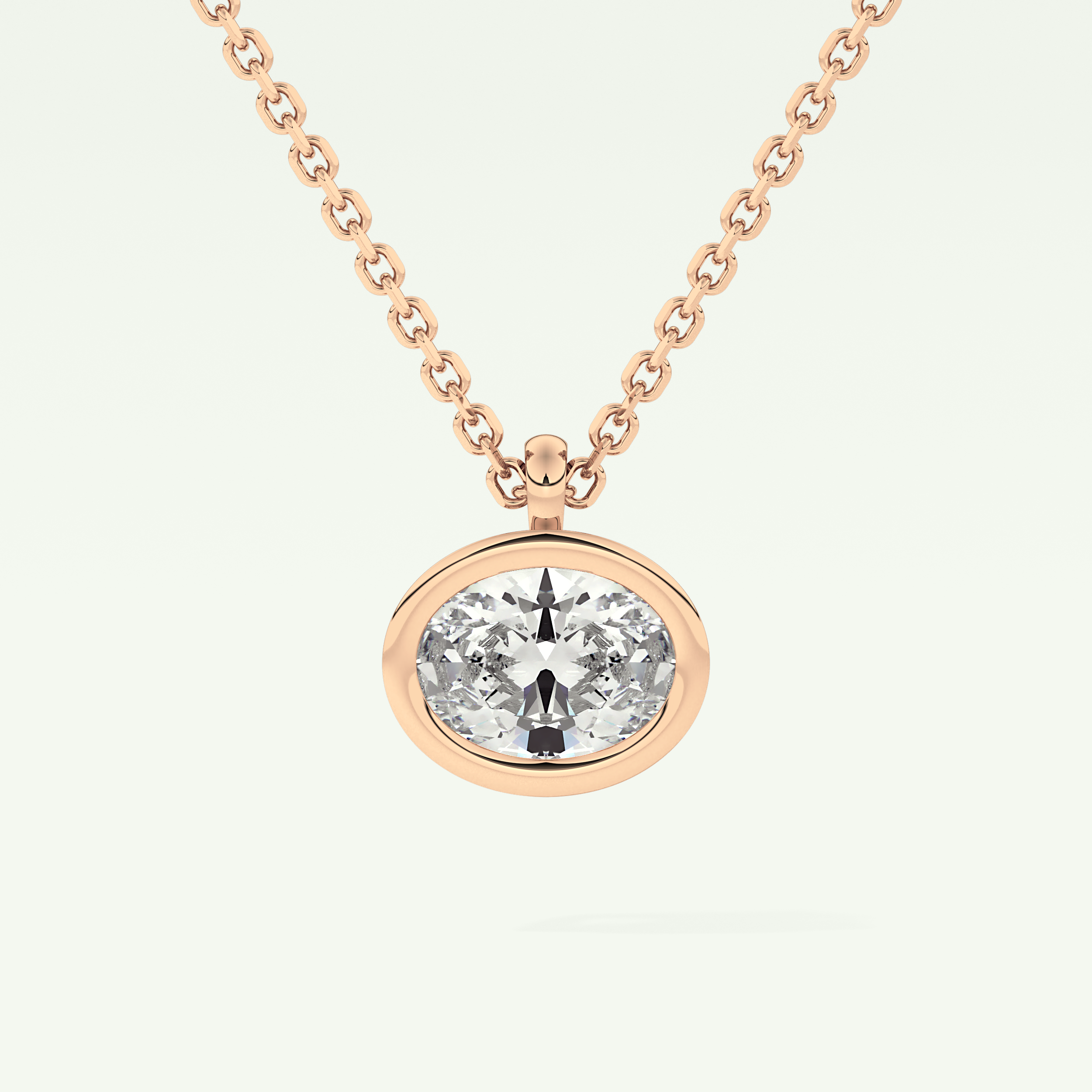 Elegant 1 TCW Oval Lab-Grown Diamond Solitaire & Bezel Necklace