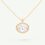 0.5-2 CT Oval Lab-Grown Diamond Solitaire & Bezel Necklace