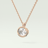 Elegant 1 TCW Oval Lab-Grown Diamond Solitaire & Bezel Necklace