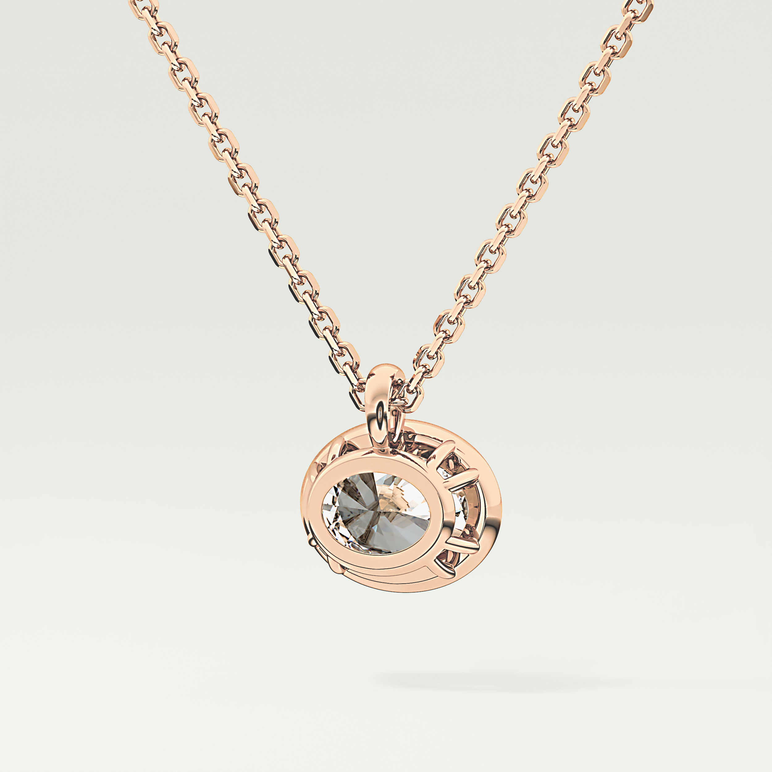 Elegant 1 TCW Oval Lab-Grown Diamond Solitaire & Bezel Necklace
