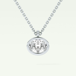Elegant 1 TCW Oval Lab-Grown Diamond Solitaire & Bezel Necklace