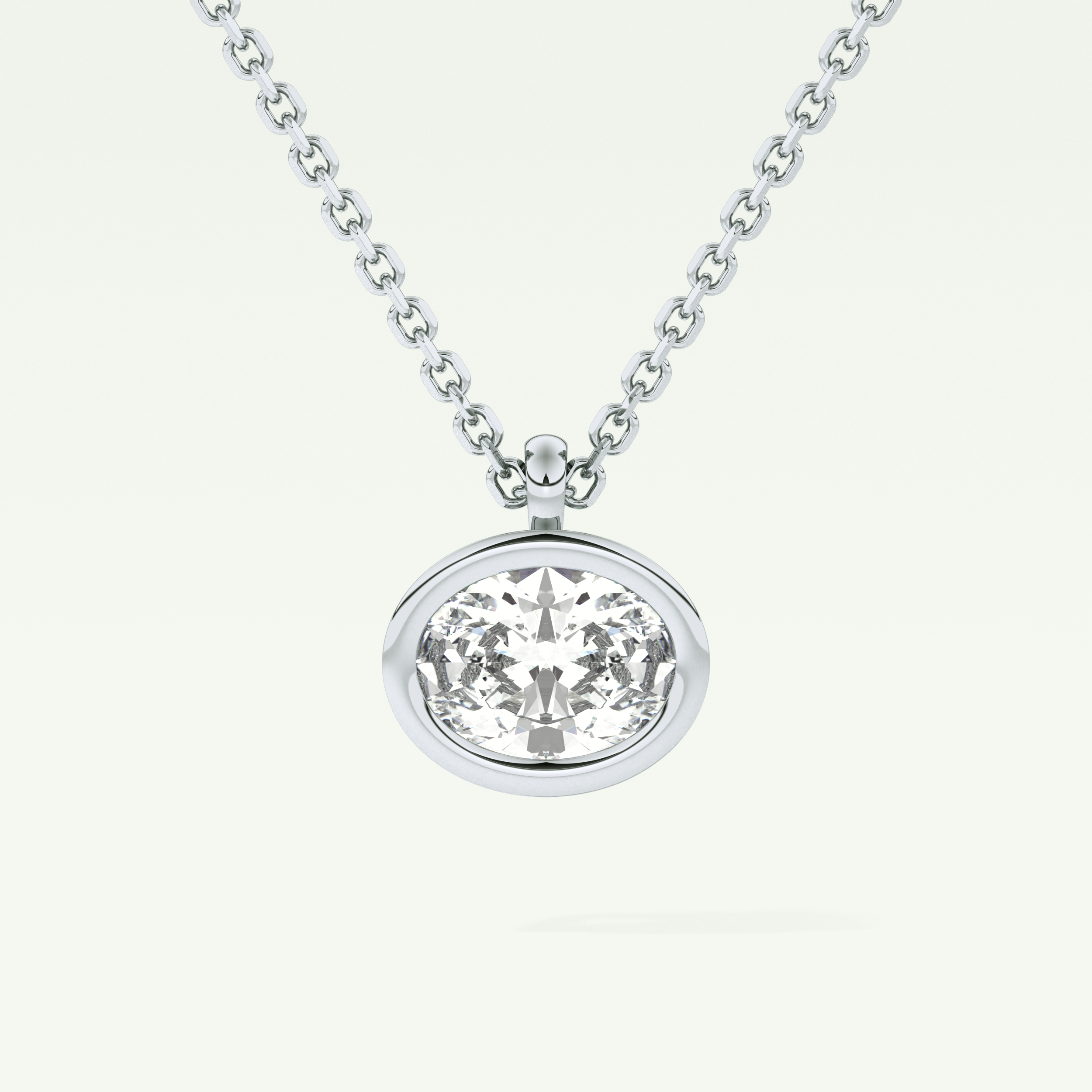 Elegant 1 TCW Oval Lab-Grown Diamond Solitaire & Bezel Necklace