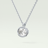 Elegant 1 TCW Oval Lab-Grown Diamond Solitaire & Bezel Necklace