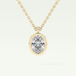 Elegant 2 TCW Oval Lab-Grown Diamond Solitaire & Bezel Necklace