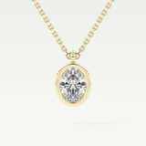 Elegant 2 TCW Oval Lab-Grown Diamond Solitaire & Bezel Necklace