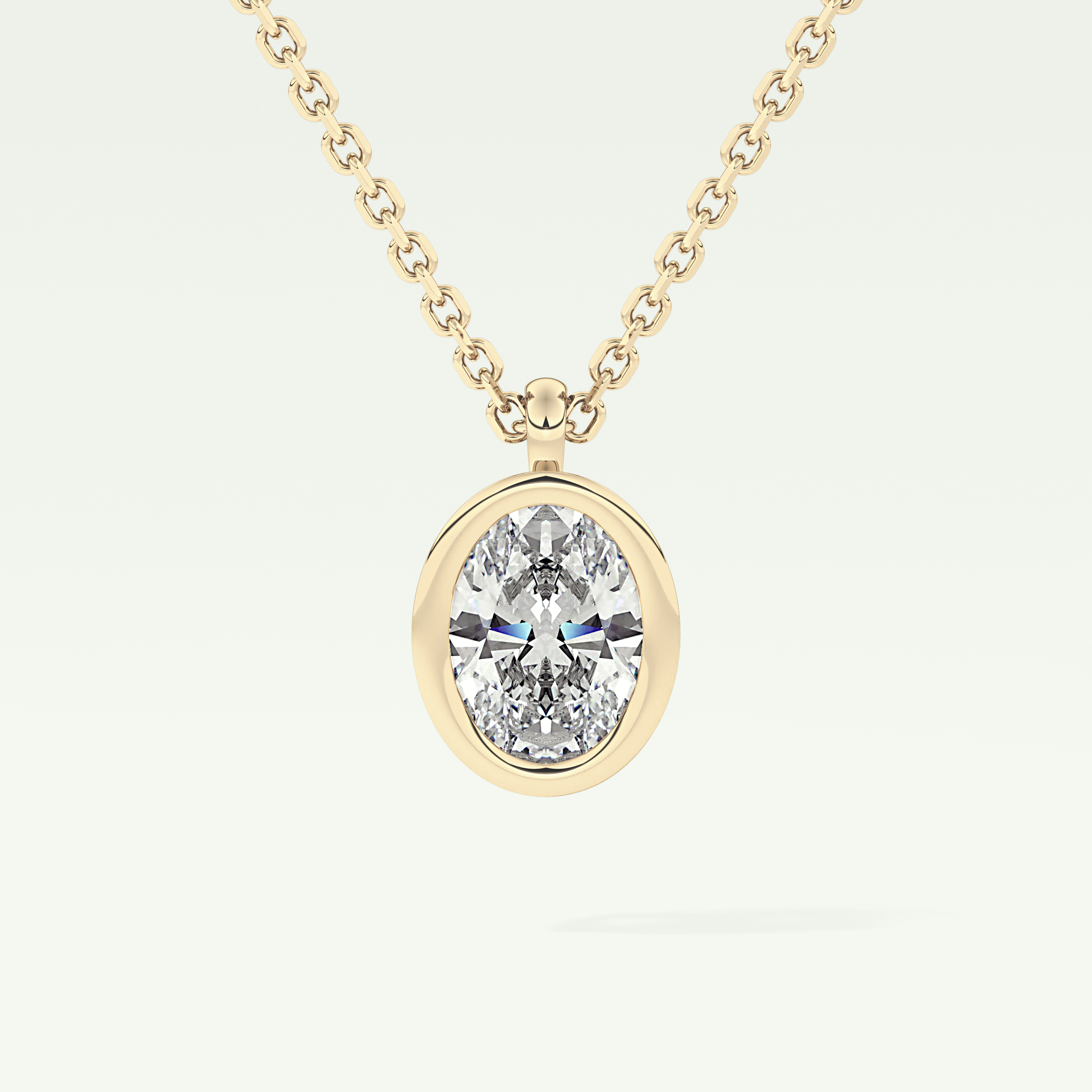 Elegant 2 TCW Oval Lab-Grown Diamond Solitaire & Bezel Necklace
