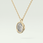 Elegant 2 TCW Oval Lab-Grown Diamond Solitaire & Bezel Necklace