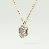Elegant 2 TCW Oval Lab-Grown Diamond Solitaire & Bezel Necklace