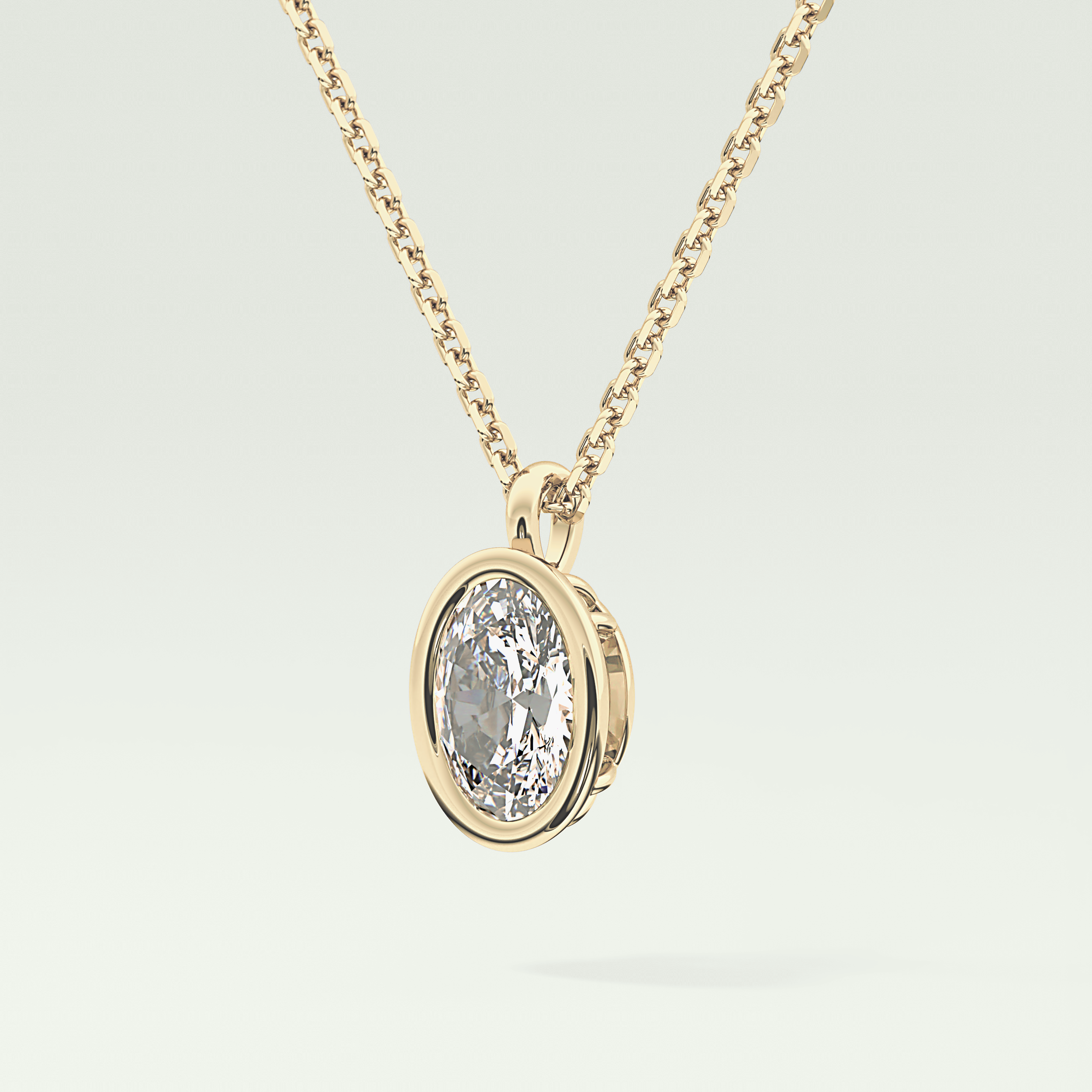 Elegant 2 TCW Oval Lab-Grown Diamond Solitaire & Bezel Necklace